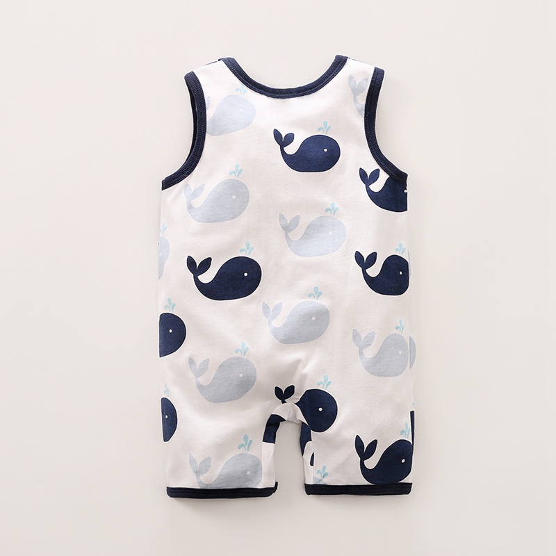 Baby Lovely Whale Sleeveless Design Jumpsuit